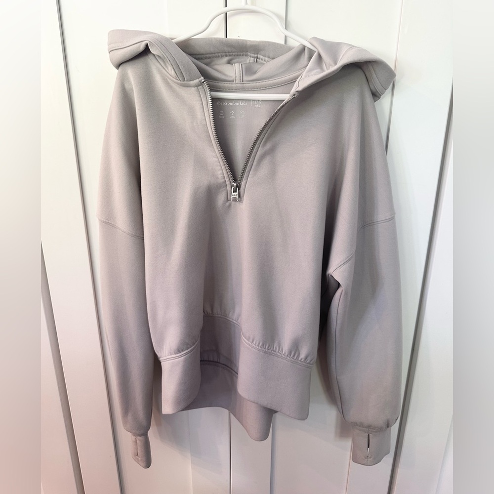 Abercrombie Kids Light Gray Zip-Up Sweatshirt